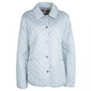 Pre Owned Burberry London Powder Blue Diamond Quilted Button Front Jacket L