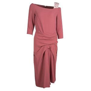 مملوكة مسبقًا Burberry Prorsum Peony Pink Floral Strap Detail Draped Dress M 