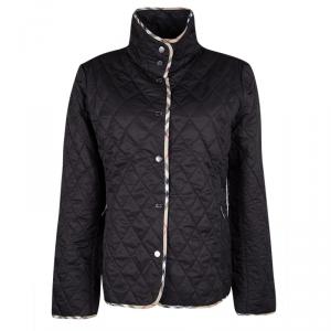 Pre Owned Burberry London Black Novacheck Trim Detail Diamond Quilted Jacket M
