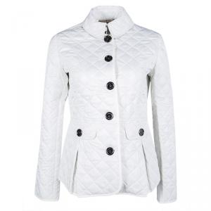 مملوكة مسبقًا Burberry Brit White Diamond Quilted Button Front Jacket XS