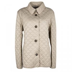Pre Owned Burberry Brit Brown Diamond Quilted Button Front Jacket XXL