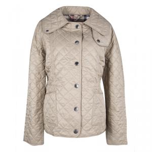 Pre Owned Burberry Brit Brown Diamond Quilted Button Front Jacket XL