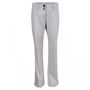 Pre Owned Burberry London Grey Wool Wide Leg Trousers S