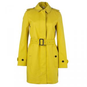 Pre Owned Burberry Chartreuse Yellow Bondedcotton Trenchcoat XS