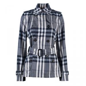 Pre Owned Burberry Monochrome Print Trenchcoat S