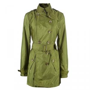 Pre Owned Burberry Olive Green Taffeta Trenchcoat S