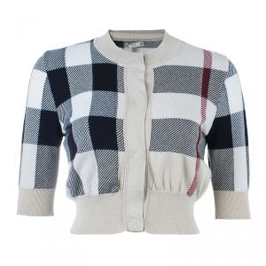 Pre Owned Burberry Novacheck Knit Cardigan S
