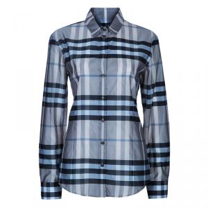 Pre Owned قميص بربري نوفاتشيك أكمام طويلة رصاصي M