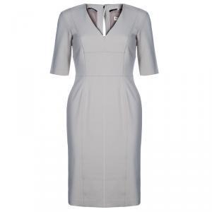 مملوكة مسبقًا Burberry Beige V-Neck Wool Dress S