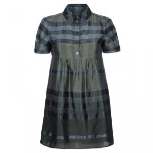 Pre Owned Burberry Olive Green Babydoll Dress S