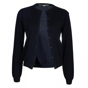 Pre Owned Burberry Navy Blue Merino Wool Cardigan S