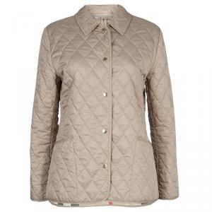 Pre Owned Burberry Beige Diamond Quilted Jacket S