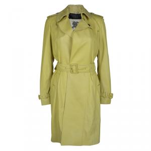 مملوكة مسبقًا معطف بربري لندن جلد أصفر فاتح بحزام s