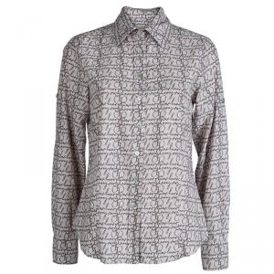 مملوكة مسبقًا Burberry Beige Monogram Print Cotton Long Sleeve Buttondown Shirt M  