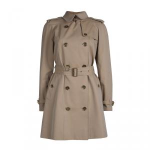Pre Owned Burberry Beige Cotton Double Breasted Belted Trench Coat S