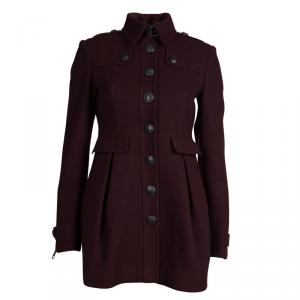Pre Owned Burberry Brit Burgundy Wool Coat S