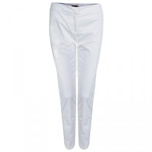 Pre Owned Burberry White Cotton Trousers M