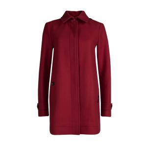 Pre Owned معطف بربري صوف أحمر بأزرار أمامية M