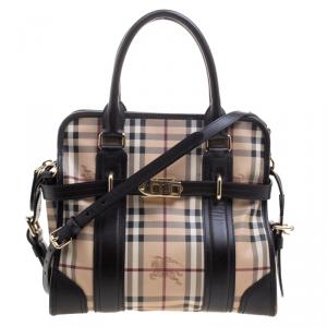 مملوكة مسبقًا Burberry Brown Haymarket Check PVC Minford Satchel