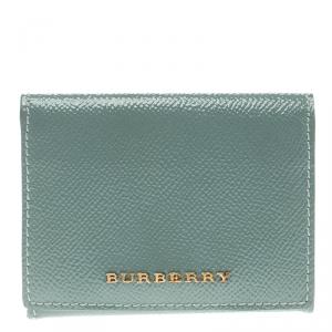 Pre Owned Burberry Viridian Green Patent Leather Coin Wallet
