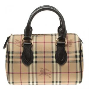Burberry Brown Haymarket Check PVC Chester Bowling Bag