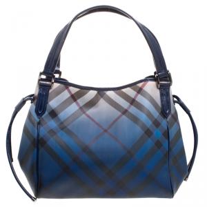 مملوكة مسبقًا حقيبة يد بربري بيلمور PVC كاروهات سوبرنوفا آومبريه زرقاء