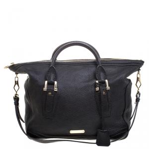 Pre Owned حقيبة بربري كيرلي جلد حُبيبي سوداء