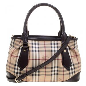 Pre Owned Burberry Choco Haymarket Check PVC Heathcliff Tote