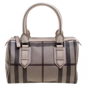 Burberry Beige Smoked Check PVC Small Chester Boston Bag