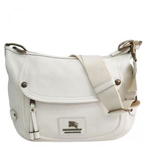 Burberry White Leather Messenger Bag
