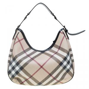 مملوكة مسبقًا Burberry Beige Supernova Coated Canvas Barton Hobo
