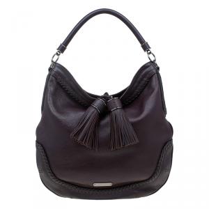 مملوكة مسبقًا Burberry Brown Leather Tassel Hobo