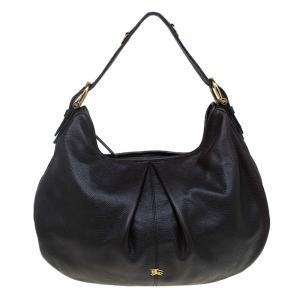 Pre Owned Burberry Black Leather Large Malika Hobo 