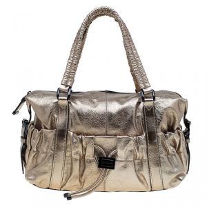 مملوكة مسبقًا Burberry Metallic Silver Leather Small Curzon Satchel