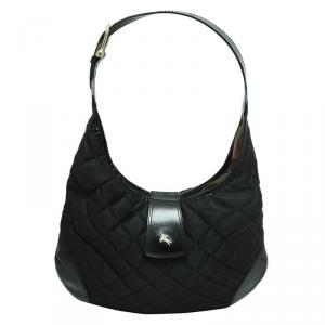 Pre Owned Burberry Black Quilted Nylon Brooke Hobo
