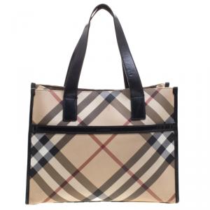 Pre Owned Burberry Black Nova Check PVC Tote