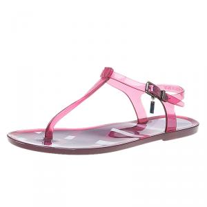 Burberry Burgundy Jelly Thong Sandals Size 38