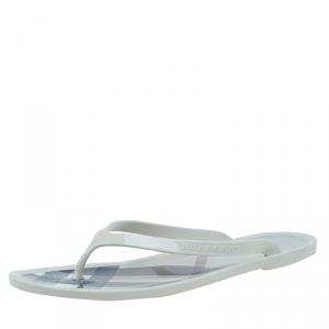 Burberry Cream Novacheck Rubber Thong Sandals Size 36