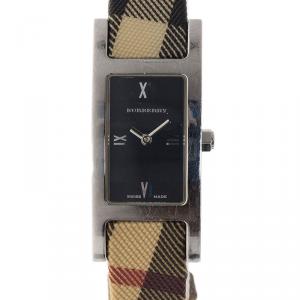 Pre Owned Burberry Black Stainless Steel The Pioneer Women's Wristwatch 20MM