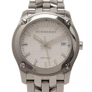 Pre Owned Burberry White Stainless Steel Women's Wristwatch 29MM