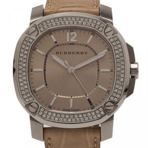 Burberry Cream Stainless Steel Diamonds Britain Women's Wristwatch 38MM