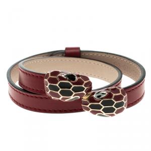 Bvlgari Red Serpenti Forever Leather Bracelet Small