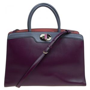 Bvlgari Burgundy/Grey Leather Medium Icona Tote