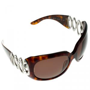 Bvlgari Brown Tortoise 8016-B Embellished Oversized Sunglasses