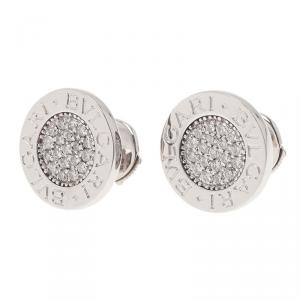 Pre Owned Bvlgari Bvlgari Diamond Pavè 18K White Gold Stud Earrings