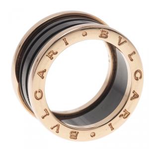 Pre Owned Bvlgari B.Zero1 4-band Black Ceramic Rose Gold Ring Size 55