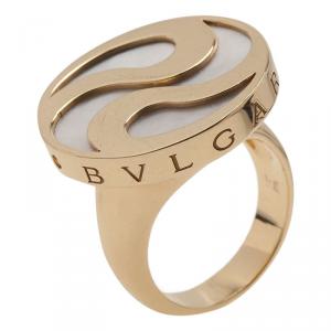 Bvlgari Optical Illusion Mother of Pearl Gold Ring Size 54