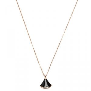 Bvlgari Divas' Dream Diamond Onyx Rose Gold Pendant Necklace 