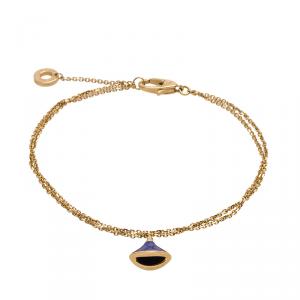 Bvlgari Divas' Dream Lapiz Lazuli Charm Rose Gold Chain Bracelet 18cm