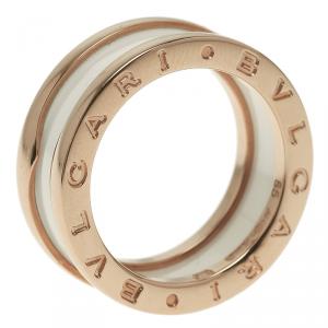 Bvlgari B.Zero1 White Ceramic Rose Gold Band Ring Size 55